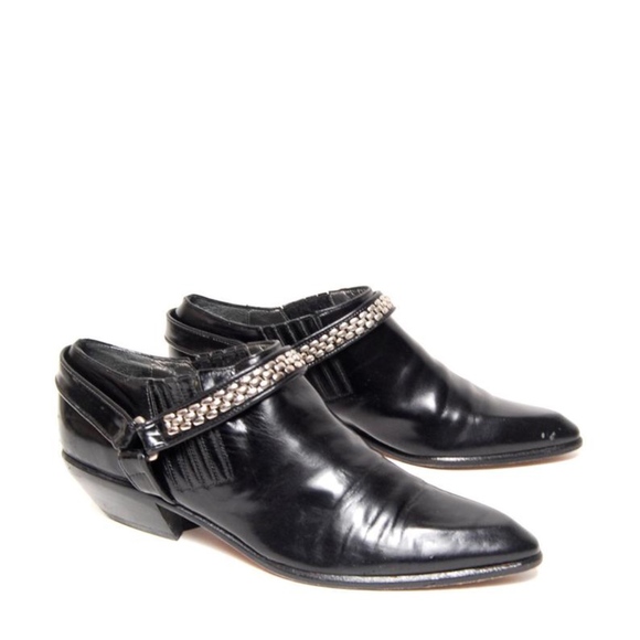 Vintage (80's) Black Biker Ankle Boot 8.5 - Picture 1 of 8
